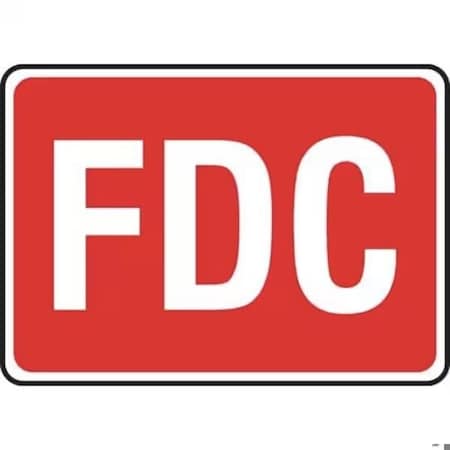 Accuform FDC (White On Red), Adhesive Dura-Poly, 7 in x 10 in, Adhesive MEXG537XV